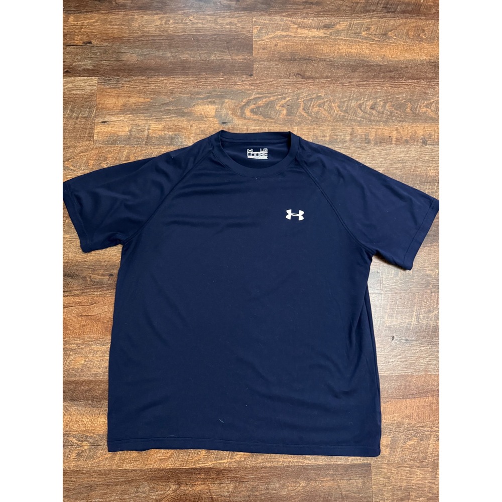 Under Armour Men's Large Loose HeatGear Navy Blue Performance Athletic T-Shirt